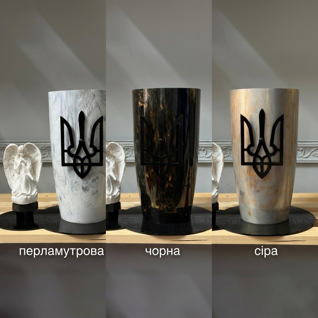 Перламутрова з мармуром, Янгол з Тризубом, чорна фігурка — 3 кольори