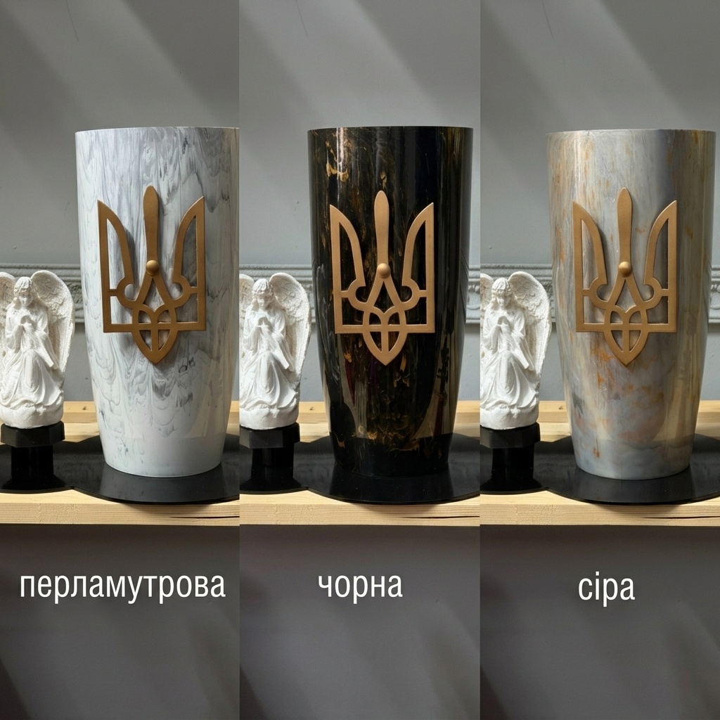 Перламутрова з мармуром, Янгол з Тризубом, золота фігурка — 3 кольори