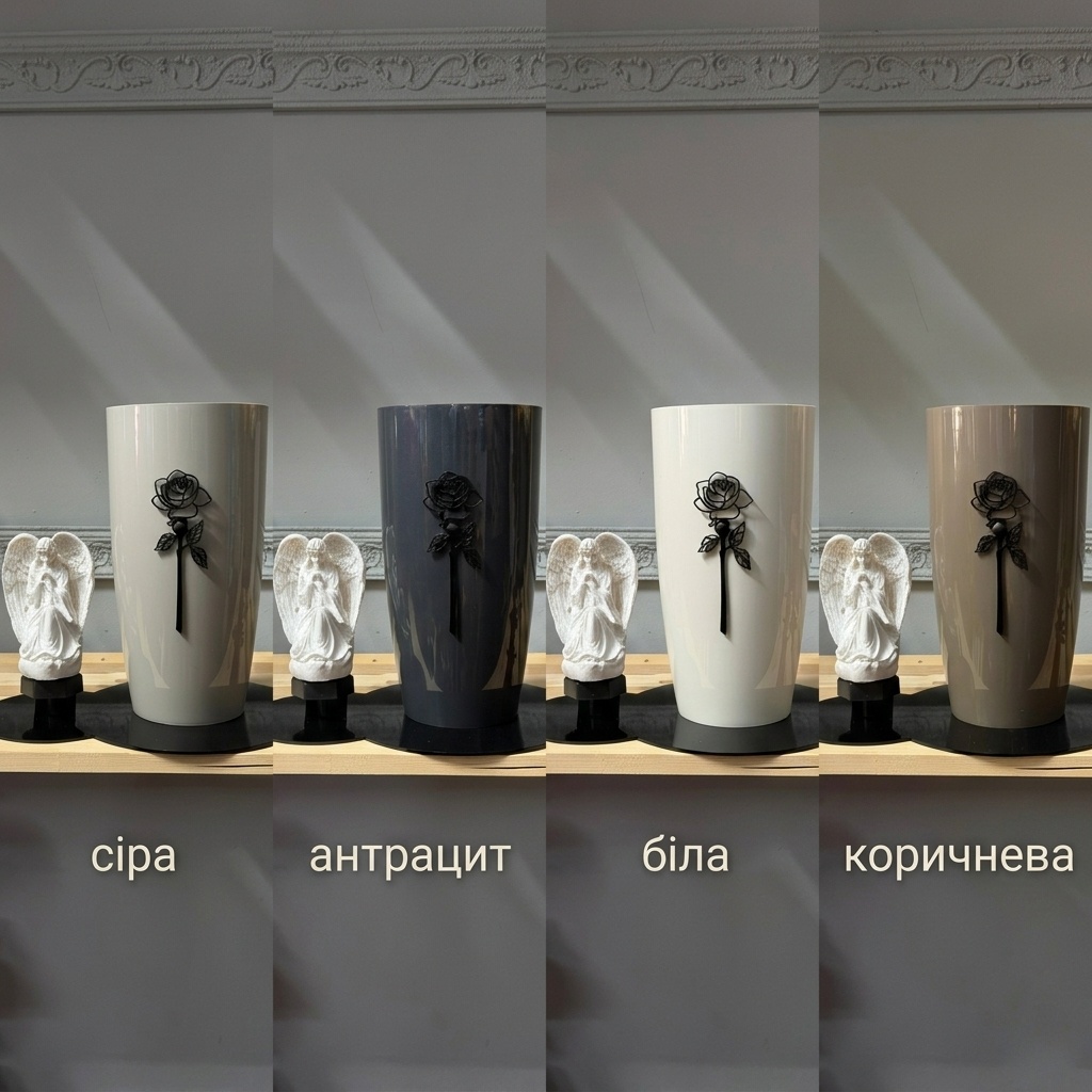 Матова, Янгол з Трояндою, чорна фігурка — 4 кольори